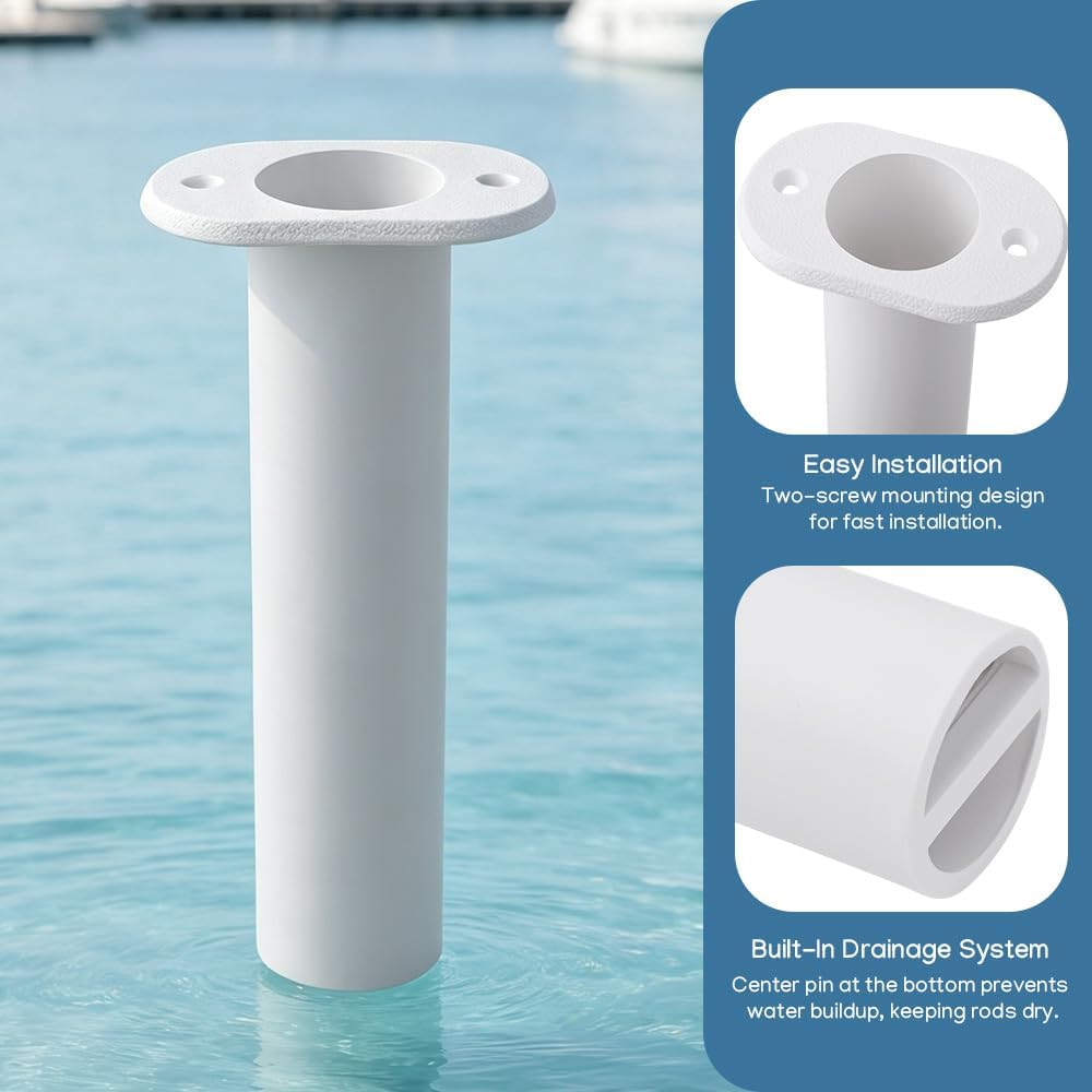Fishing Rod Holder Plastic with UV 90 Degree Flush Mount 2PCS for Yacht and Boats