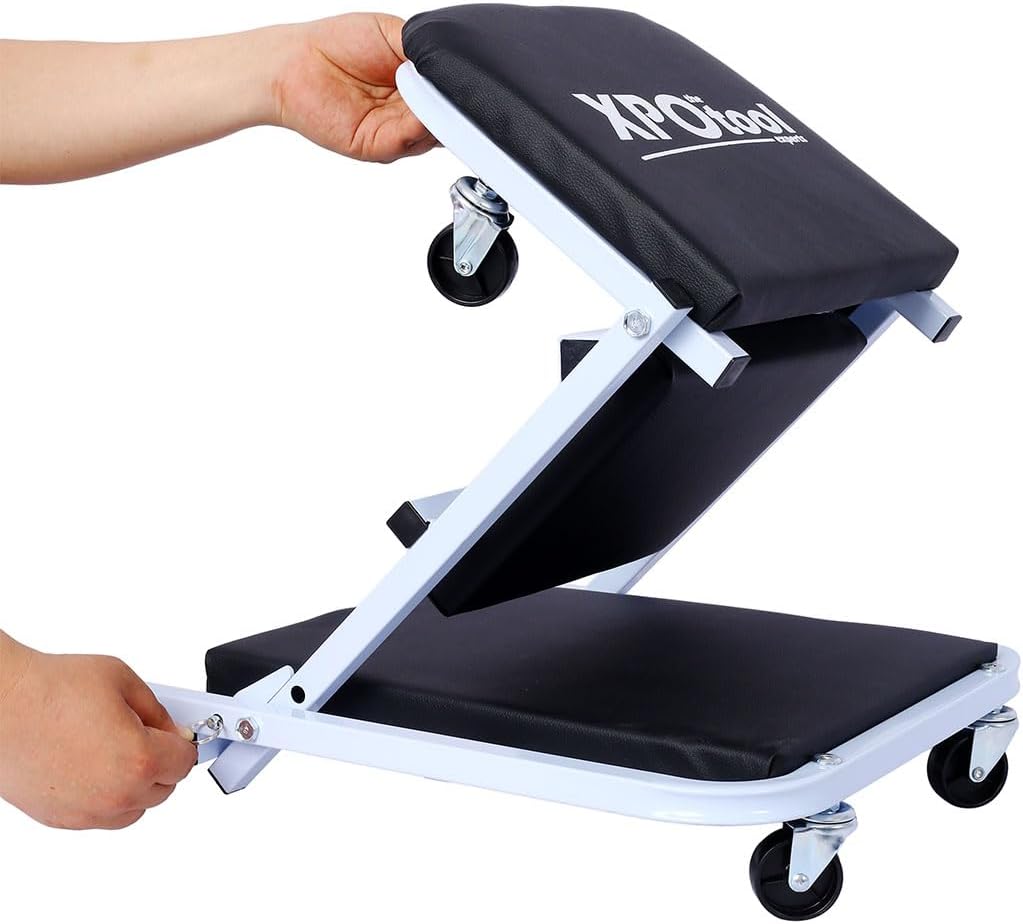 2 in 1 Mechanic Creeper Seat, Rolling Z Creeper with 6 Wheels, Heavy Duty Garage Stool & Low Profile Automotive