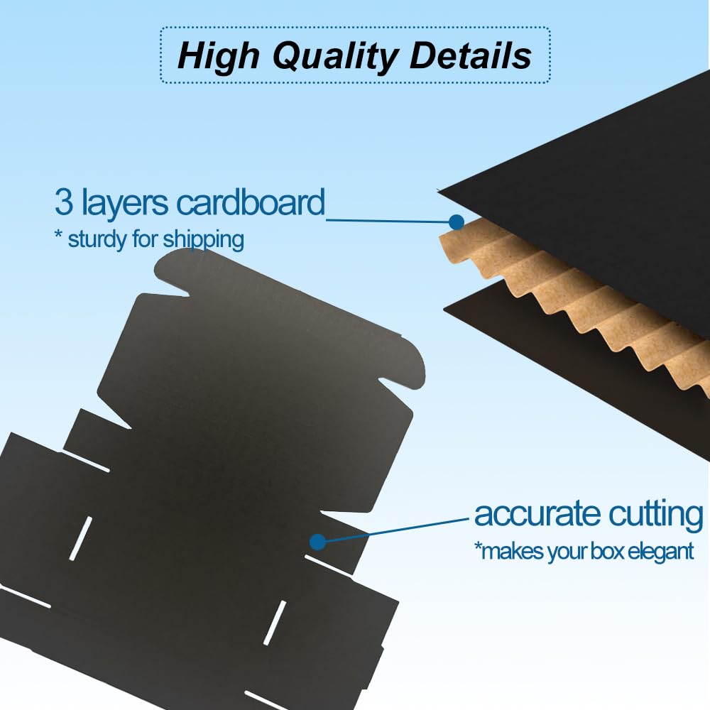 9x6x2'' Small Shipping Boxes, 25 Pack Black, Corrugated Cardboard Mailers (M962-25-B)