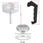 Espresso Coffee Moka Pot Replacement Parts Set Include Handle Funnel Filter Gasket Seal (12 Cup)