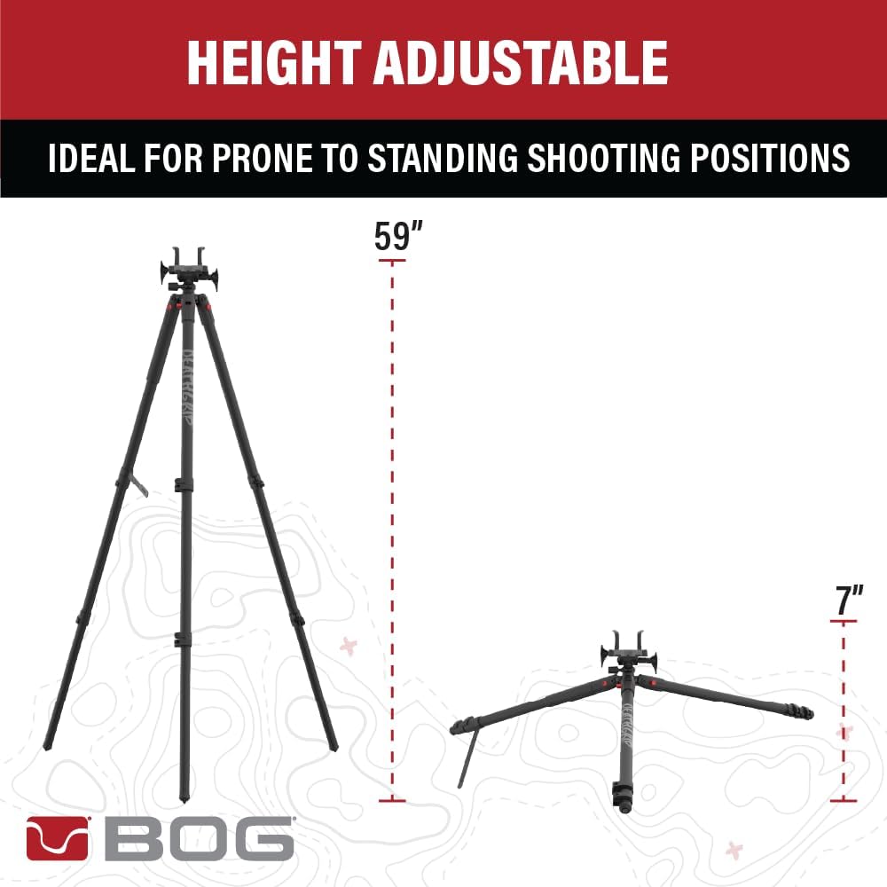 DeathGrip Hunting Tripod, 7"-59", Lightweight, Gun Clamp, Shooting Rest