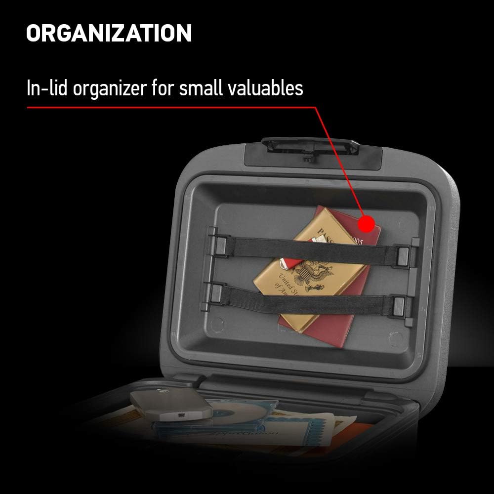 Fireproof and Waterproof Document Safe with Key Lock, Lock Box for Cash, Passport, Jewelry, Exterior: 16.5 in W x