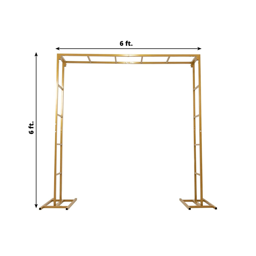 Efavormart 6x6ft Gold Square Wedding Arch, Heavy Duty Double-Frame Metal Backdrop Stand, Rust-Proof Freestanding