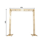 Efavormart 6x6ft Gold Square Wedding Arch, Heavy Duty Double-Frame Metal Backdrop Stand, Rust-Proof Freestanding