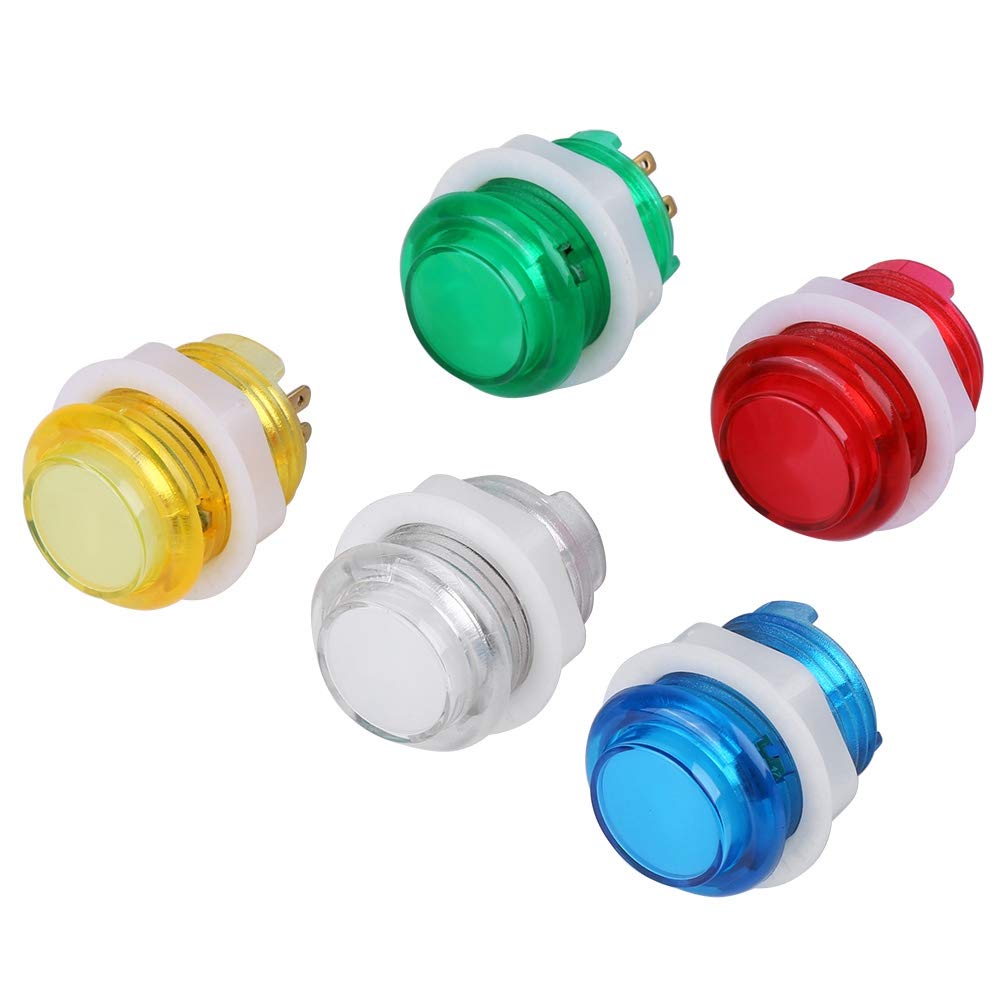 5PCS 24mm/0.94in 5V LED Illuminated Push Button with Micro Switches, Suitable for Consoles with Animation and Game Types
