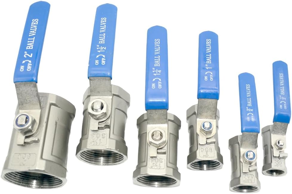 VARMHUS 2" Stainless Steel 304 Ball Valve 1Pc Type NPT Female Threaded with Heavy Duty Blue Vinyl Insulation Handle,CF8M Ristricted Flow,1000 WOG (2")