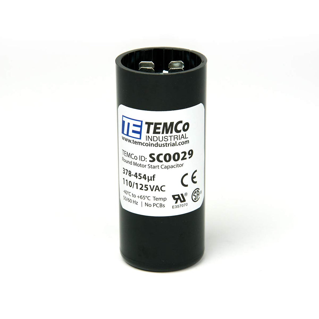 2 Pack TEMCo 378-454 uF MFD CD60 Start Capacitor 110-125V AC Round | 50/60 Hz Motor Start Capacitor for HVAC, Compressor, Pump
