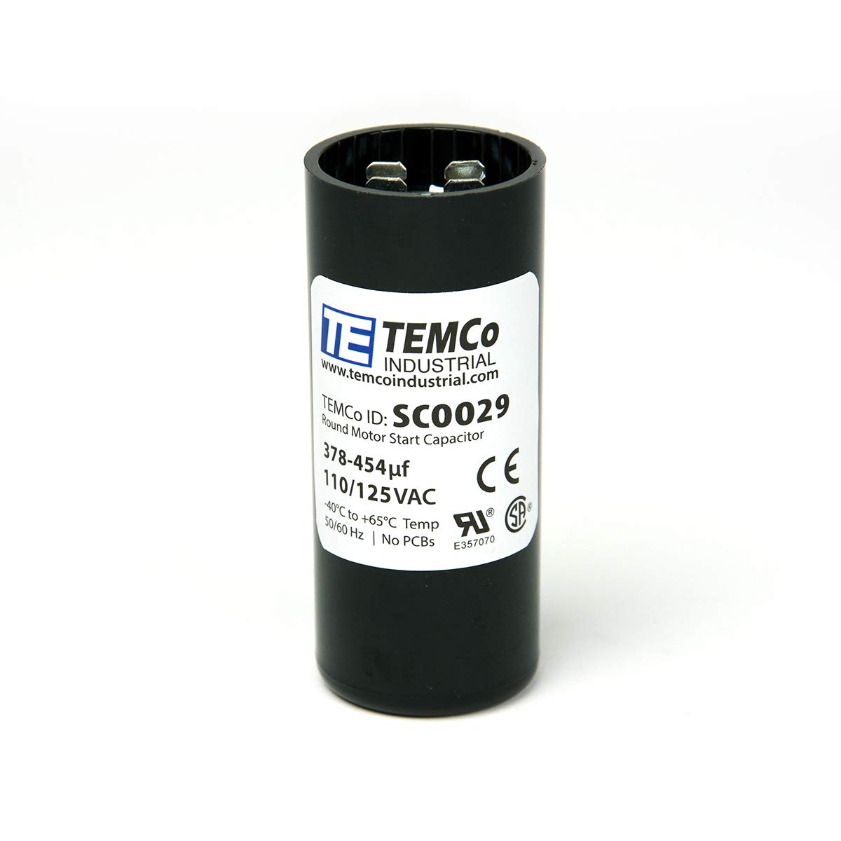 2 Pack TEMCo 378-454 uF MFD CD60 Start Capacitor 110-125V AC Round | 50/60 Hz Motor Start Capacitor for HVAC, Compressor, Pump