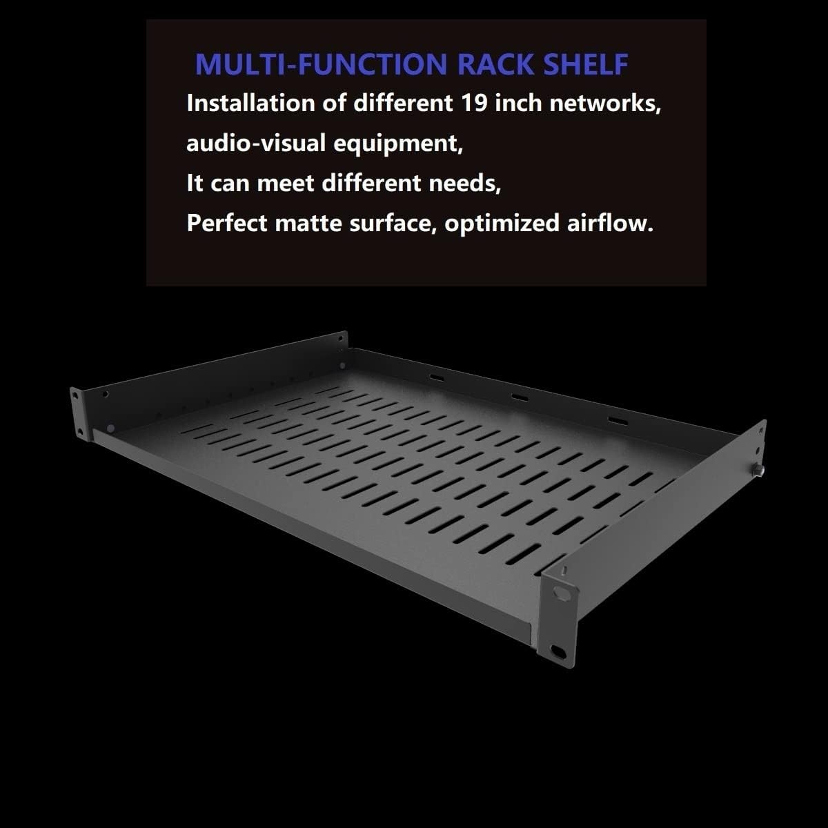 1U Vented Cantilever Server Rack Mount Shelf 12" Deep