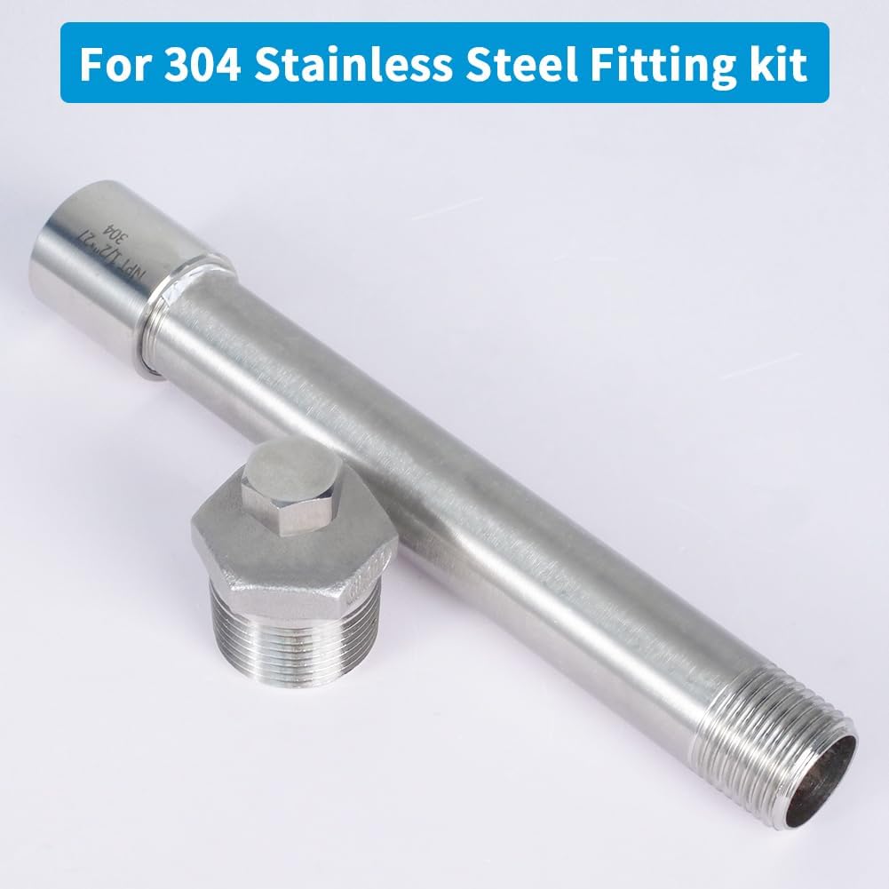 Quickun 304 Stainless Steel Pipe Coupling Fitting, 3/4" x 3/4" Female Pipe Coupler Connector Adapter Fitting (1.4" Length)