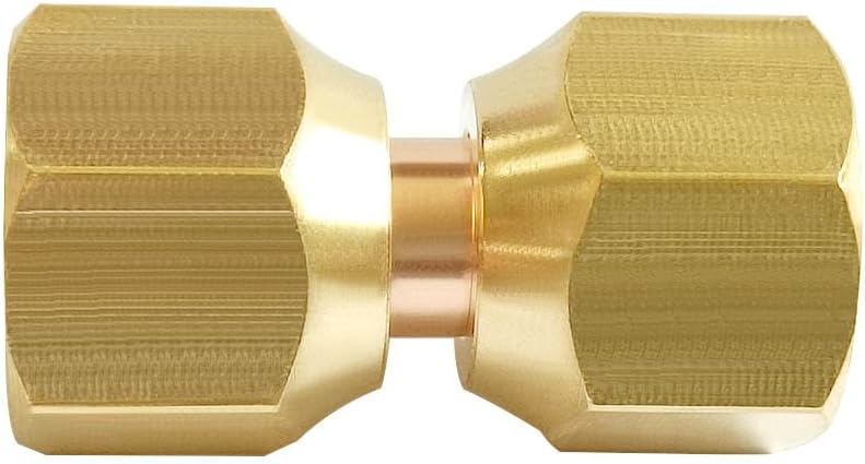 Joywayus 2 Pcs Brass Tube Fitting Coupling Gas Adapter 3/8" Flare Female