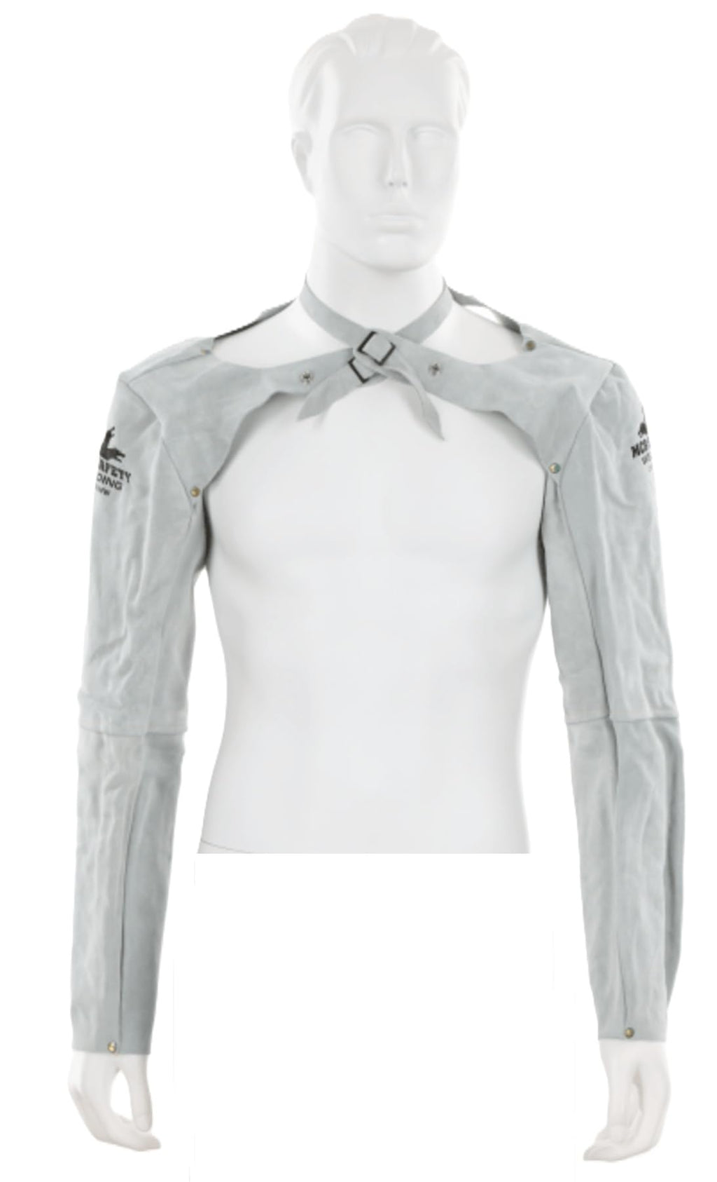 38425MW Memphis Split Cow Leather Welding Sleeve with Adjustable Neck Strap, Gray, 25-Inch