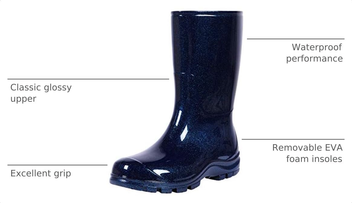 Women's Mid Calf Rain Boots Printed Waterproof Rubber Boots Short Garden Shoes