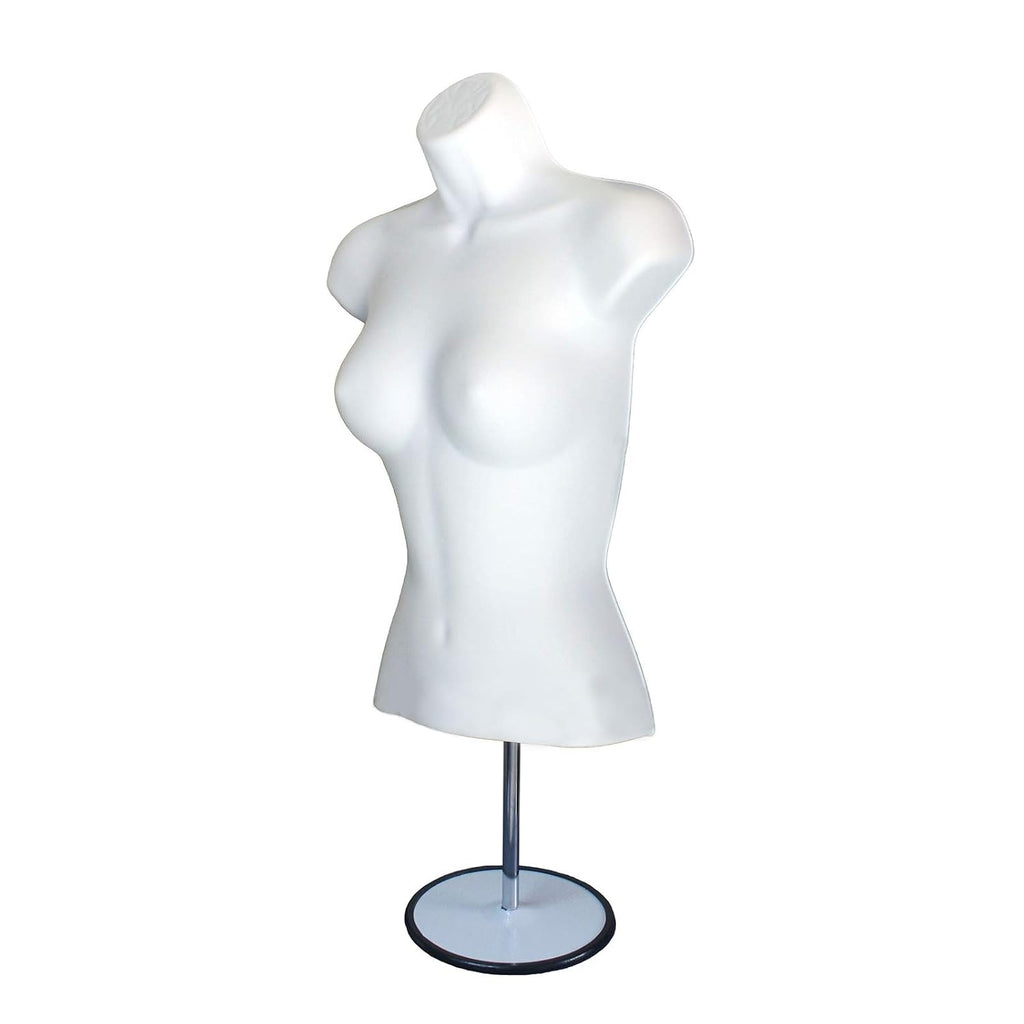 Female Mannequin Torso with Metal Stand Hollow Back Body Stackable Dress Form for Tshirt Display, Countertop, Craft