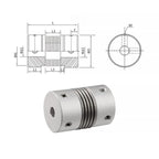 GRASAKY 1pc D16 L27 Step Parallel Encoder Coupling Aluminum Alloy Bellows Setscrew Absorb Vibration Zero Backlash Motor Coupler Grooved Elastic(5x8mm)