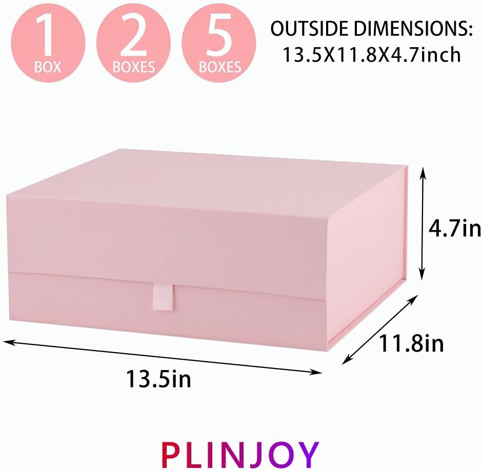 Pink Gift Box Large with Magnetic Closure Lid 13.5x11.8x4.7 Inches