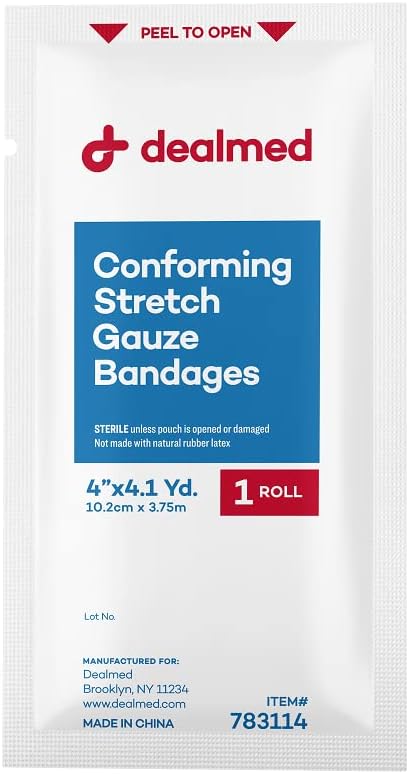 4" Sterile Conforming Stretch Gauze Bandages, 4.1 Yards Latex Free Stretched Dressing Wrap, Medical Non-Adherent
