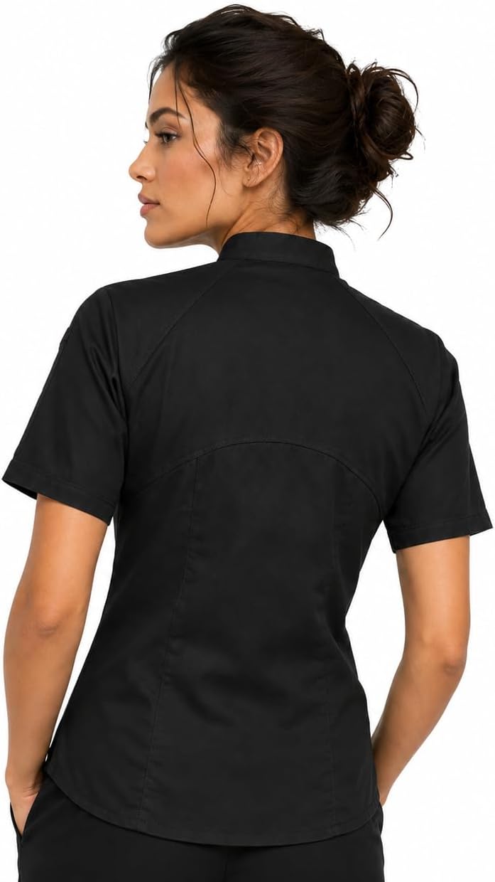Union Women's Short Sleeve Chef Coat – Professional Ladies Chef Jacket for with Center Zipper and Mesh Panels