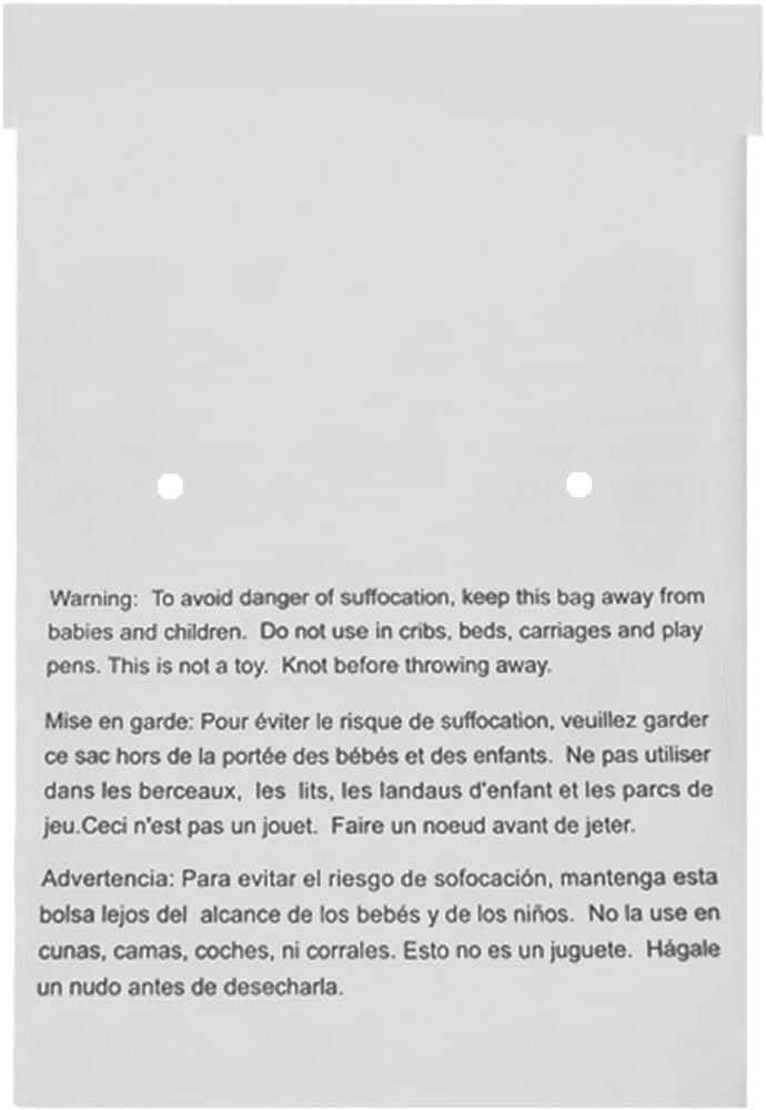 19” X 24” (25 Count) Self Seal Clear Poly Bags with Suffocation Warning for Packaging, Shipping - Permanent Adhesive