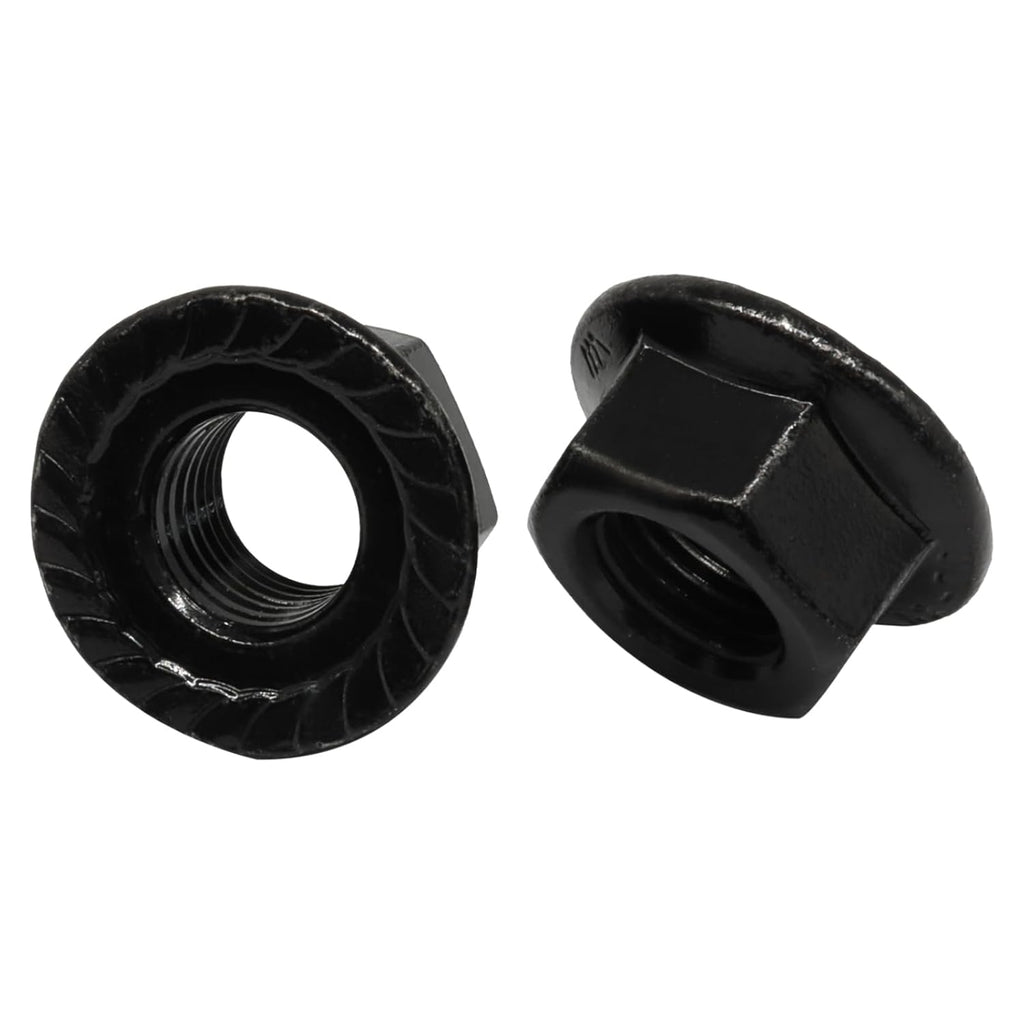 M12/1.25mm Serrated Flange Hex Nuts, Black, 5Pcs