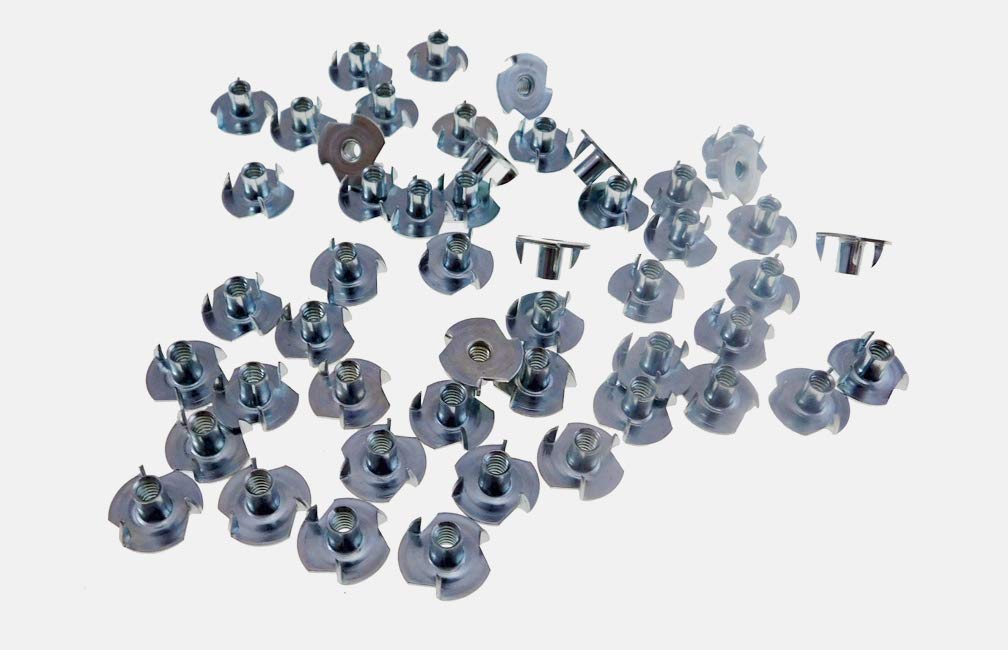 50 Pack 10-24 T-Nuts 5/16" Barrel Zinc Plate 1/4" Hole 3#10C005