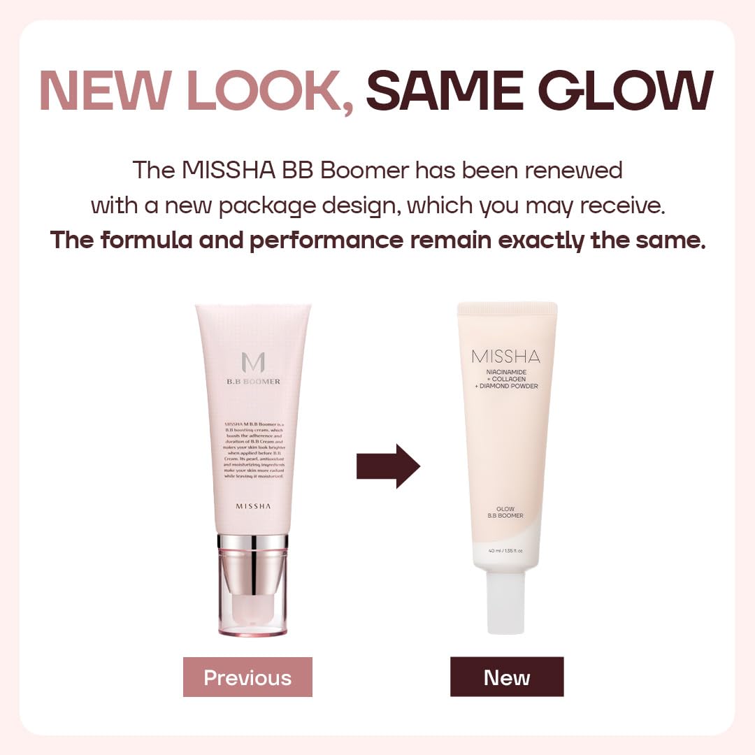 M BB Boomer Face Primer, Korean Dewy Glow Makeup Base 1.35 oz
