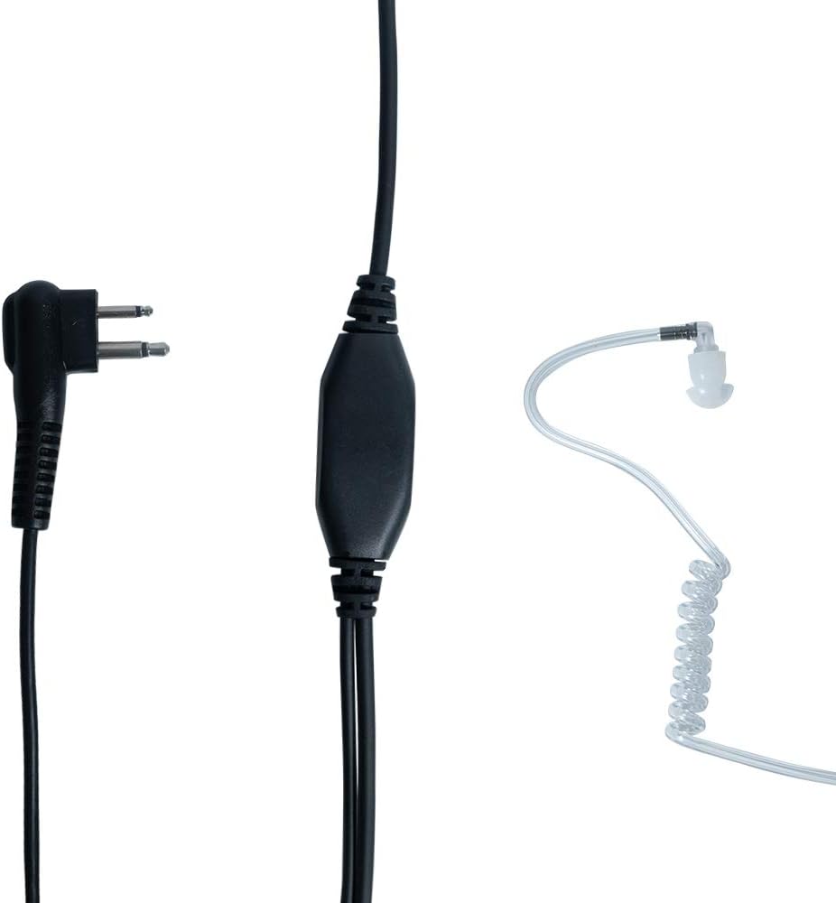 Throat Mic Earpiece Compatible with Motorola CP200 CP200D | Throat mic, acoustic tube earpiece, finger PTT, 2-pin;