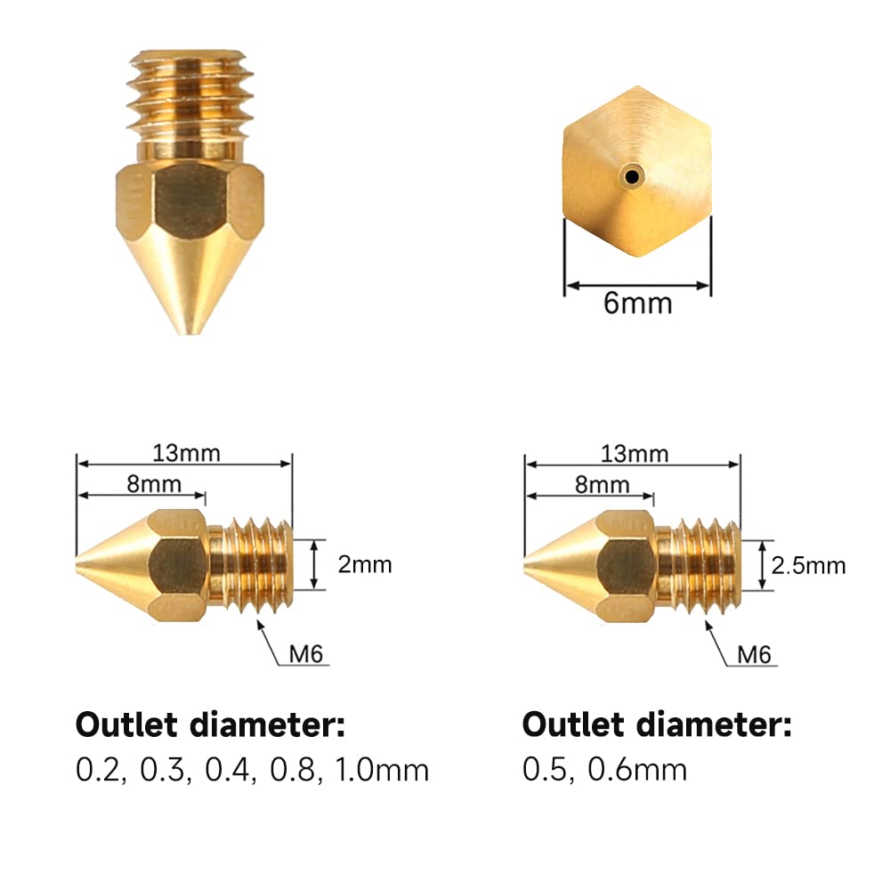 Official MK8 Ender 3 Nozzles 24 pcs 3D Printer Brass Nozzles Extruder for Ender 3 Series and Creality CR-10 0.2mm