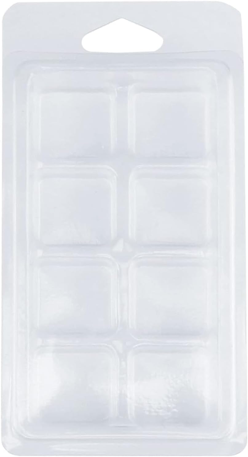 50 Packs Wax Melt Molds, Clear Wax Melt Clamshells Empty Plastic Containers 8 Cavity Plastic Cube Tray for Wickless