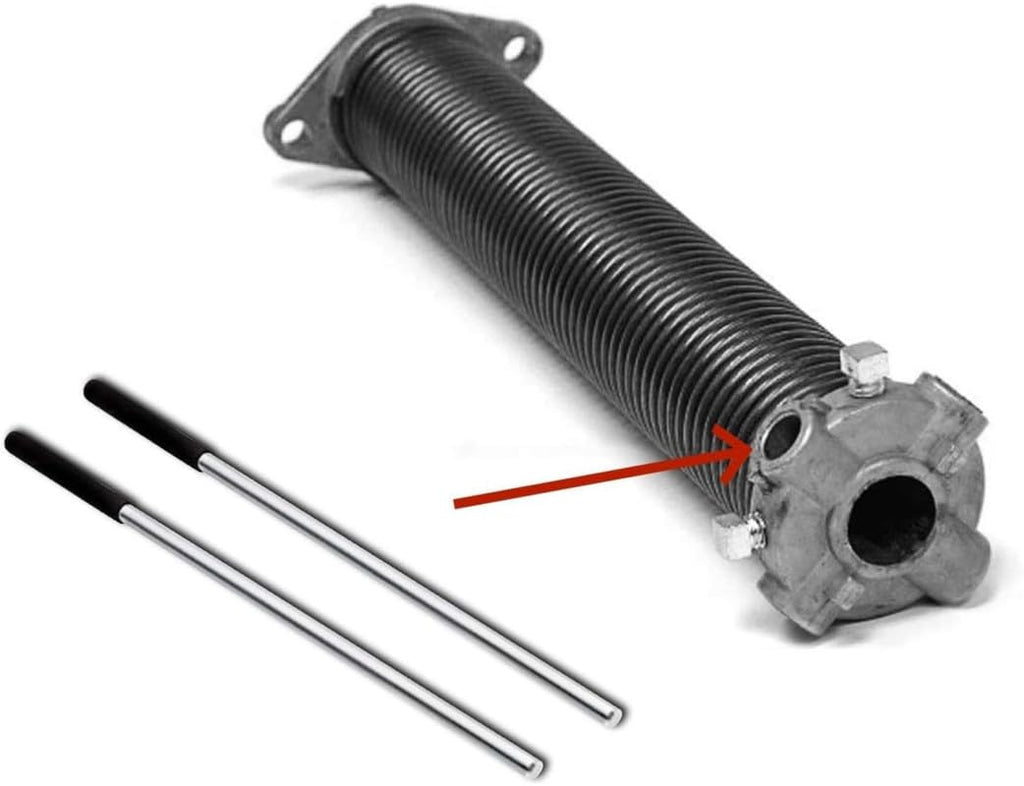 Garage Door Pair of Non-Slip Winding Bar Rods, Gloves, and 1" ID and 2" OD Steel Centerpiece Bearing Bundle Kit for