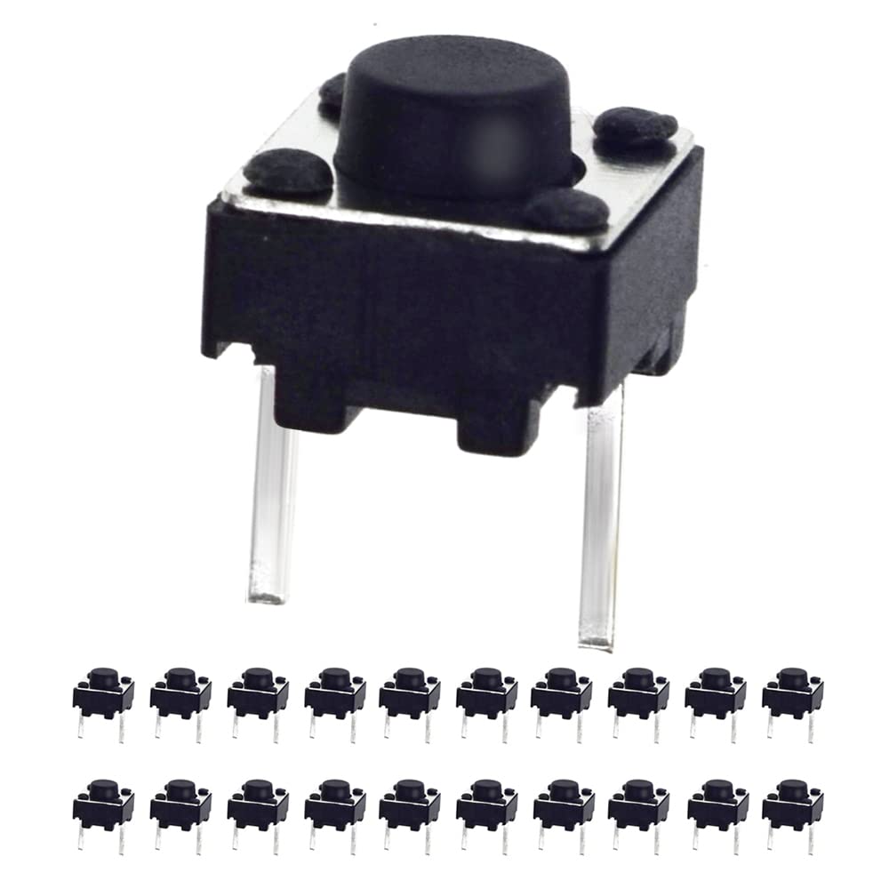 20 Pcs 6mm 2 Pin Momentary Tactile Tact Push Button Switch Through Hole Breadboard Friendly for Panel PCB