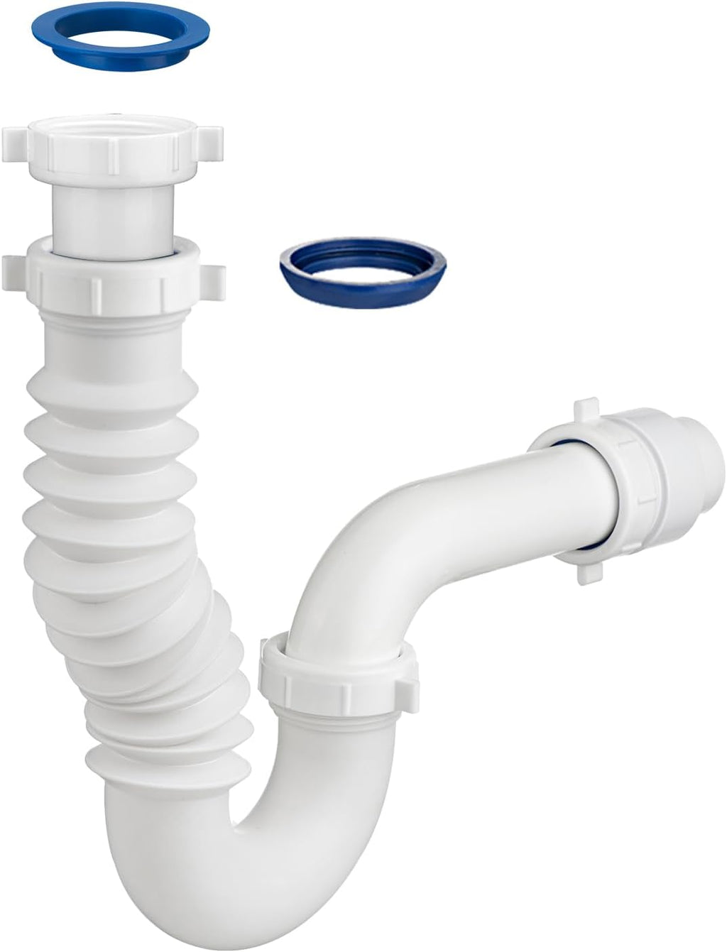 (1 Pack) Yariwiz White P Trap 1-1/2 Inch for Bathroom Kitchen Sink Drain Pipe Tubular Kit with Adjustable J-Bend