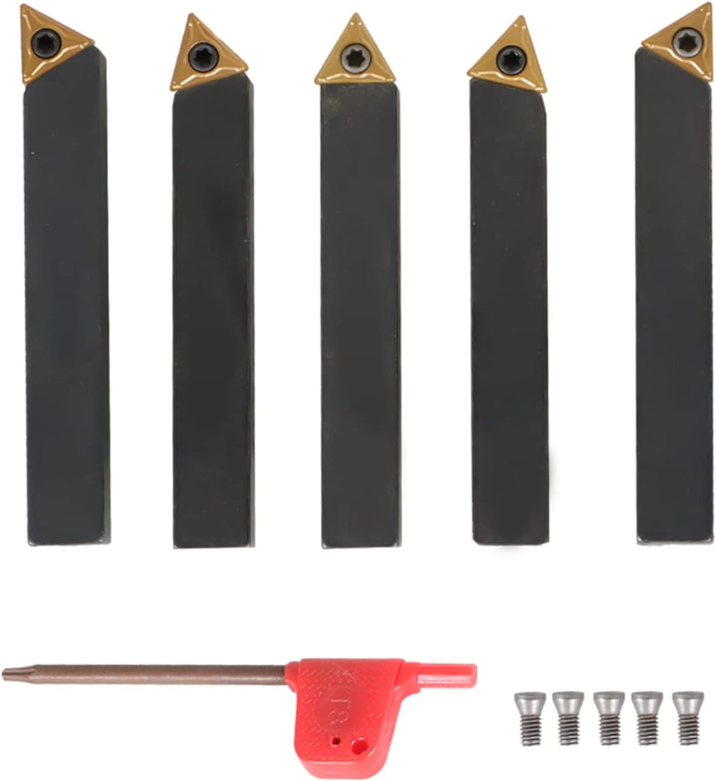 findmall 5Pcs 3/8″ Indexable Carbide Lathe Turning Tool Holder Kit