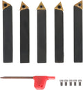 findmall 5Pcs 3/8″ Indexable Carbide Lathe Turning Tool Holder Kit