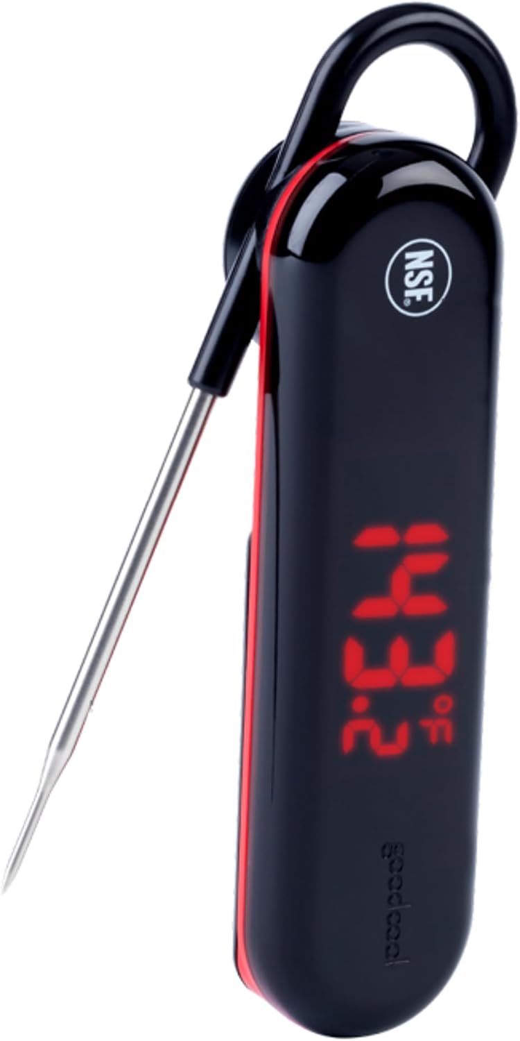 Touch Digital Thermometer with LCD Display Instant Read with Stainless Steel Probe Built-In Magnet for Easy Storage