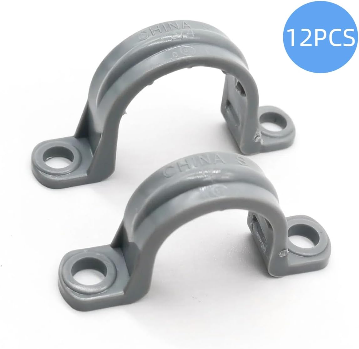 12-Pack 3/4" PVC Pipe Mounting Straps - Plastic Conduit Clamps for Electrical Cables & Plumbing Pipes (2-Hole Design)