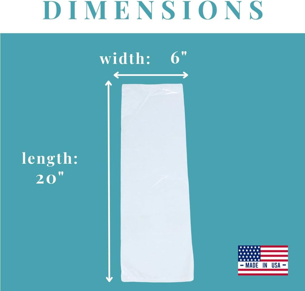 2 Mil 6 x 20 Inch Flat Open Clear Poly Bags - 100 Pack