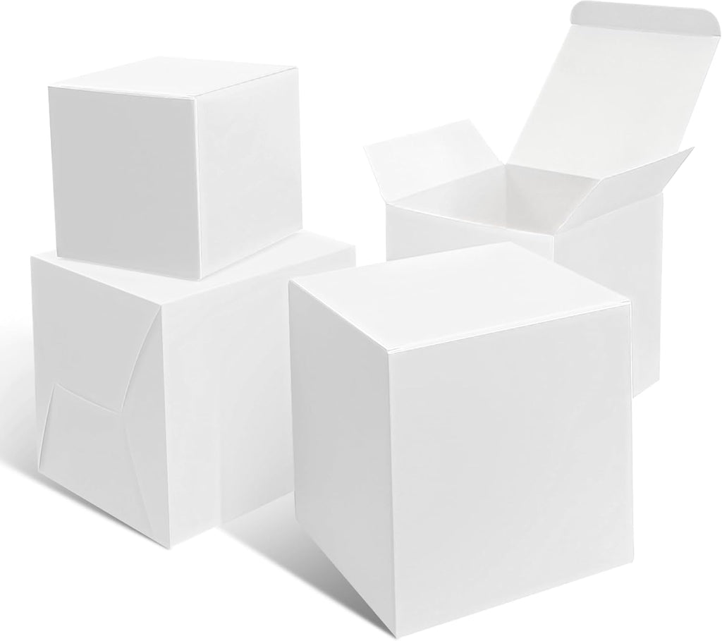 25 Pcs Small Tiny White Gift Boxes with Lids 3x3x3 inch
