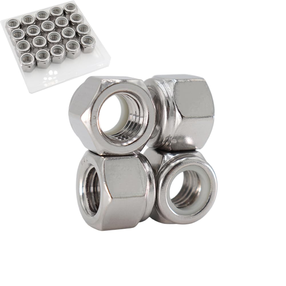 1/2-13 Lock Nut, 20Pcs 304 Stainless Steel Nylock Insert Locking Nuts