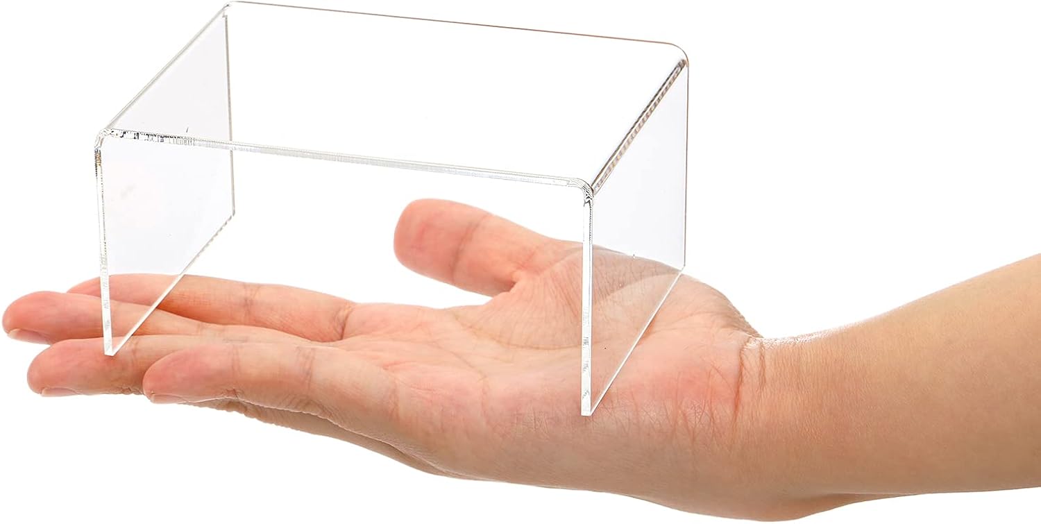 16 Pack Clear Acrylic Display Risers, 4.4" x 3.2" x 2.2" Display Stand for Figures, Buffets, Dessert, Cupcakes