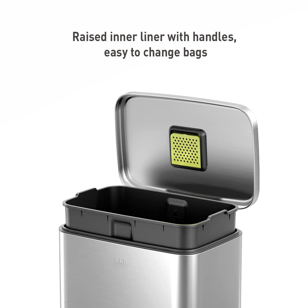 Madison Brushed Stainless Steel 13.2 Gal/50L Kitchen Step Trash Can or Recycling Bin, Removable Inner Liner, Soft