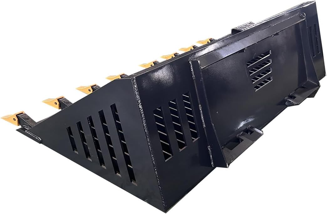 Skid Steer Rock Bucket Attachment, 72" Heavy Duty Root Rake Grapple Claw, ⅜" Tine Spacing, Fits for Bobcat for CAT