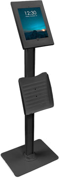 Anti-Theft iPad Tablet Floor Stand Kiosk with Literature Holder | Lockable Enclosure for iPad Gen 7–11, Pro & Air