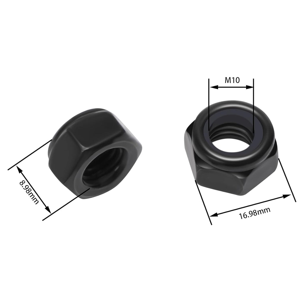 10Pcs M10x1.5 Hex Lock Nuts Carbon Steel