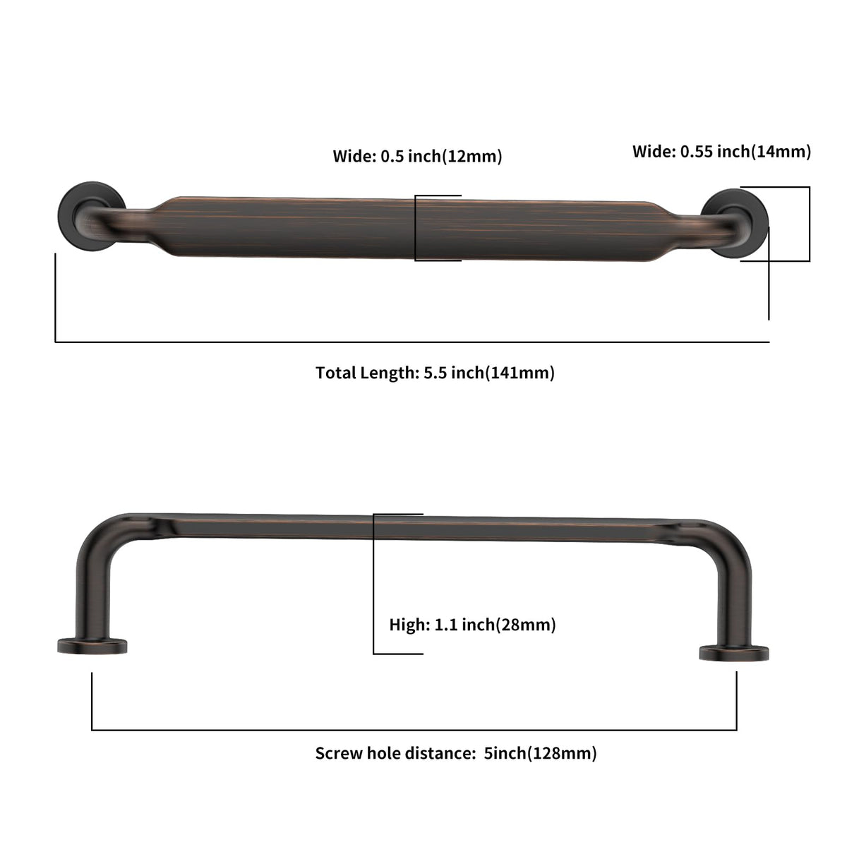 10 Pack 5 inch Oil Rubbed Bronze Kitchen Cabinet Handles