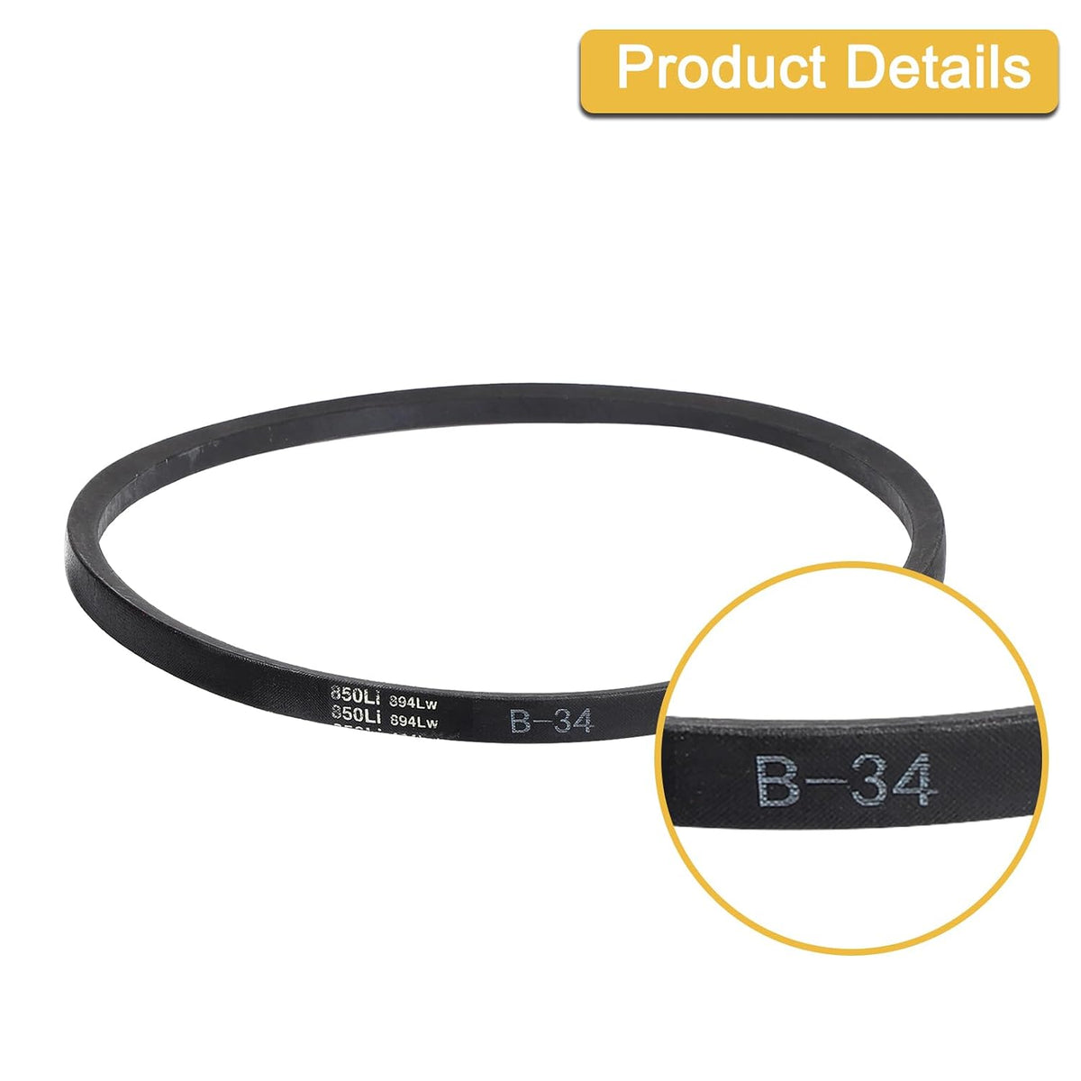 uxcell 3 Pack B34 Classic Wrapped V-Belt, 36" Outside Circumference, Black Rubber Industrial V-Belt