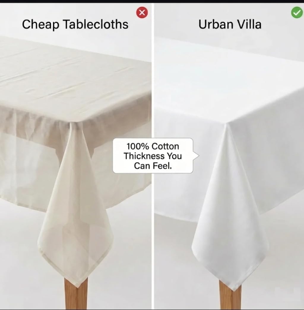 Tablecloth Cotton Tabletop 60x102 (8-10 Seats) White