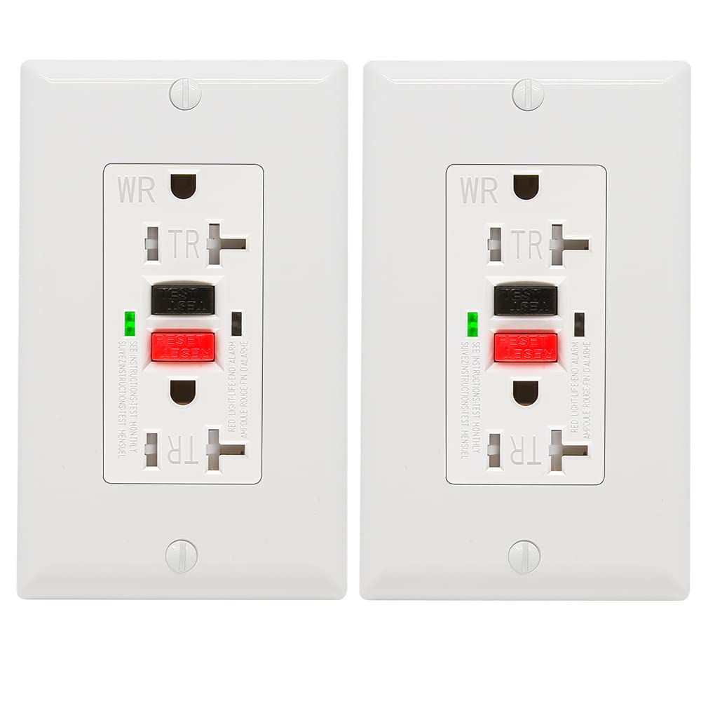 POWAWINI 2 Pack GFCI Outlet 20 Amp, Tamper Resistant, Weather Resistant