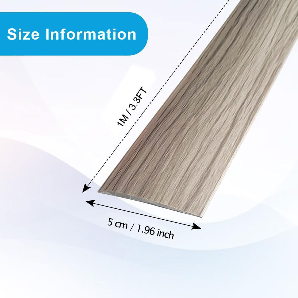Floor Transition Strip 2"/3.3FT Threshold Strip Vinyl Floor Trim Grey