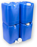 5-Gallon Stackable Water Storage Containers, w/Lids + Spigot, Easy Fill, Survial Supply, Emergency Water Storage for